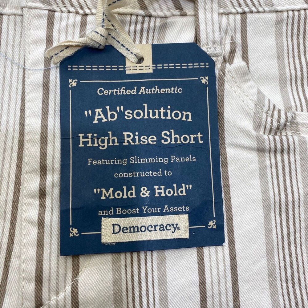 NEW Democracy Shorts Womens Size10 Cream Striped Ab Solution Mom Denim Jean - Picture 15 of 16